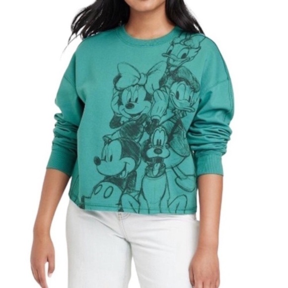 NWT Disney Mickey & Friends Jungle Teal Sweatshirt - Picture 1 of 7